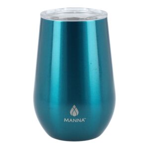 Manna Stainless Steel Vacuum Insulated Double Wall Shimmer Tumbler with Sliding Lid Green 355ml